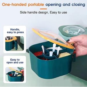 Spice Seasoning Box 4 Compartments 4 Spoons with Handle and clear Dome